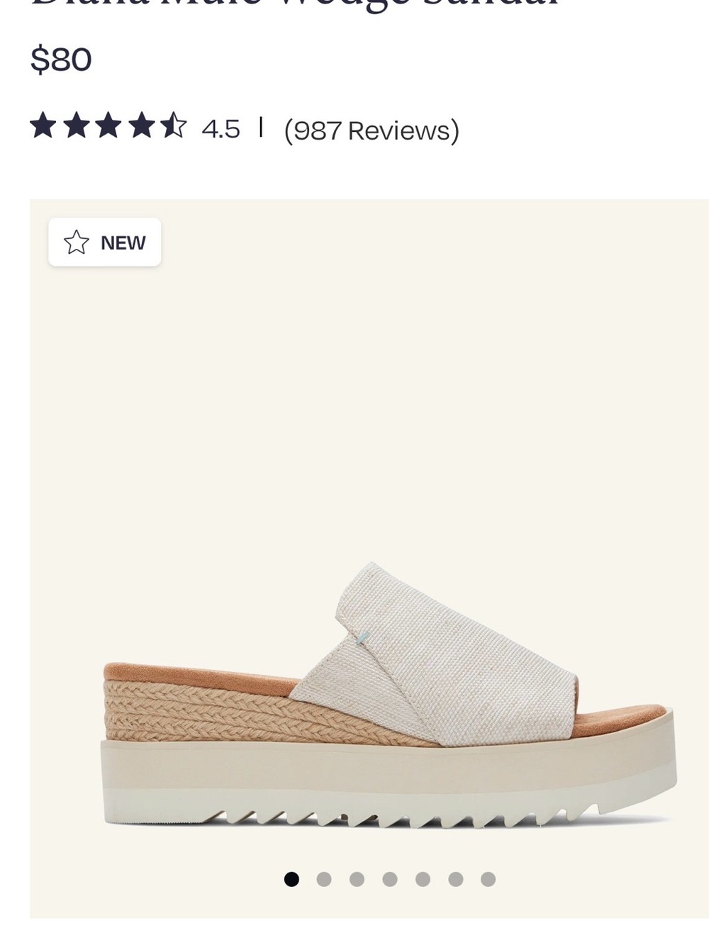 NWT Diana Mule Wedge Sandal in Beige — Women's Slide Wedges